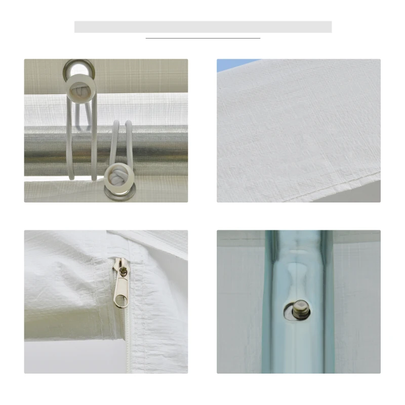 Outsunny Cort de Gradină cu Ferestre Laterale, Uși cu Balama și Copertină Anti UV, 600x300x280 cm, Alb