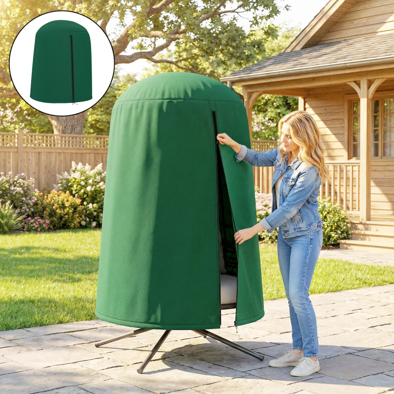 Outsunny 190 x Φ128cm Hanging Egg Chair Furniture Cover - Green