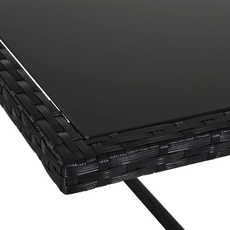 Outsunny 9 Pieces PE Rattan Cube Garden Furniture Set with Cushions, Outdoor Dining Table Set with 4 Armchair, 4 Stool, and Square Glass Top Table, Black