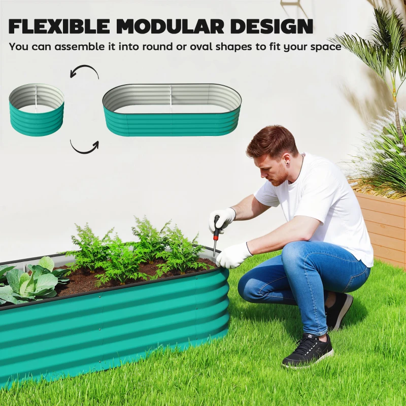 Outsunny Set of Two 150 x 60cm Steel Planters - Green