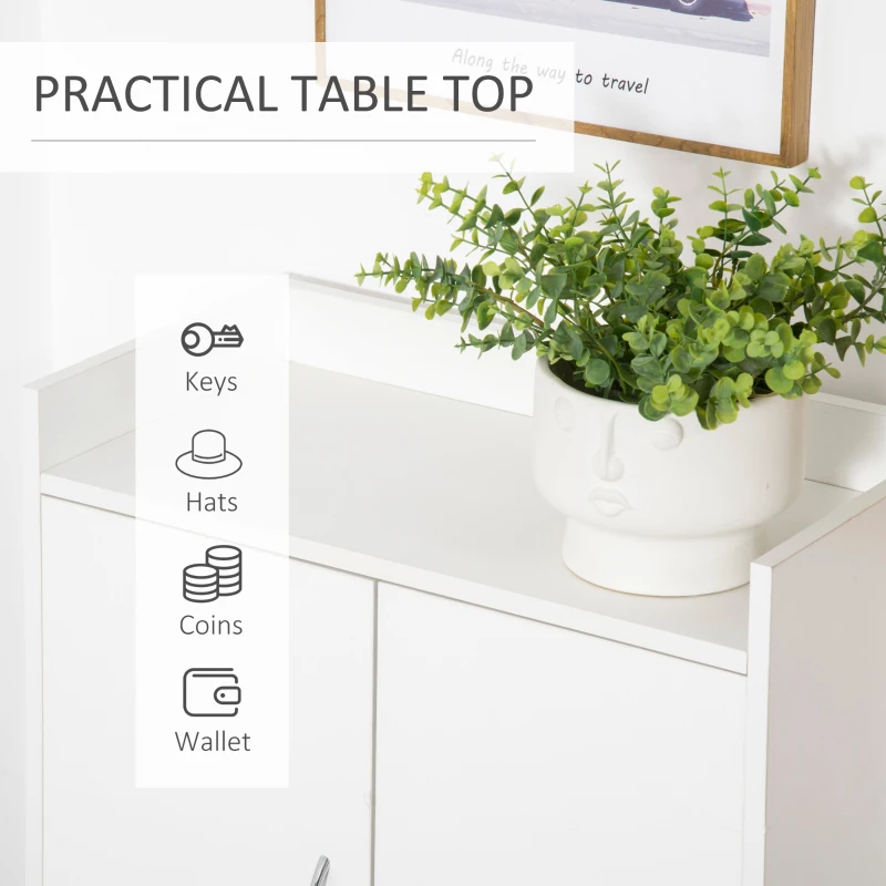 HOMCOM Shoe Cabinet, Modern Shoe Cupboard Storage Cabinet with Doors and Shelves for Hallway, Entryway, White