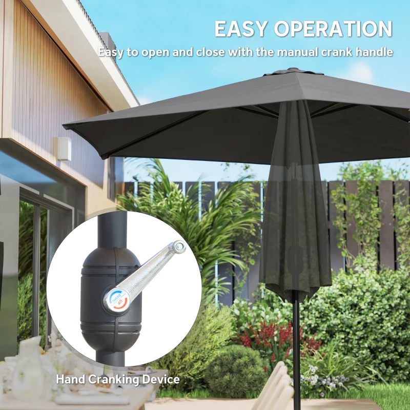 Outsunny 2.6 m Garden Parasol Umbrella with Aluminium Pole, Outdoor Patio Umbrella with Tilt and Crank, Vent, Black