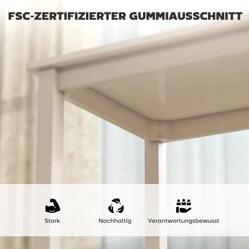 HOMCOM 3-teiliges Esstisch-Set mit 2 Stühlen, Küchentisch für kompakte Räume, gepolsterte Stühle, platzsparend, MDF, Weiß(m-7)