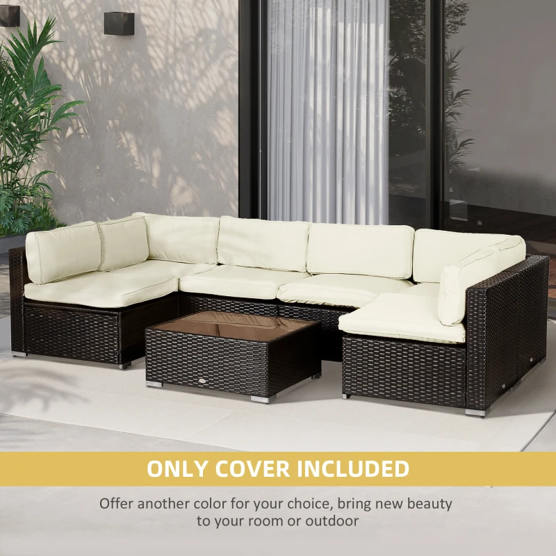 Outsunny Garden Rattan Sofa Cushion Polyester Cover Replacement Outdoor- No Cushion Included Beige