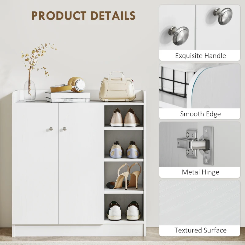 HOMCOM Shoe Storage Cabinet with 2 Doors, Adjustable Shelves, Entryway Shoe Cabinet for 12 Pairs, White