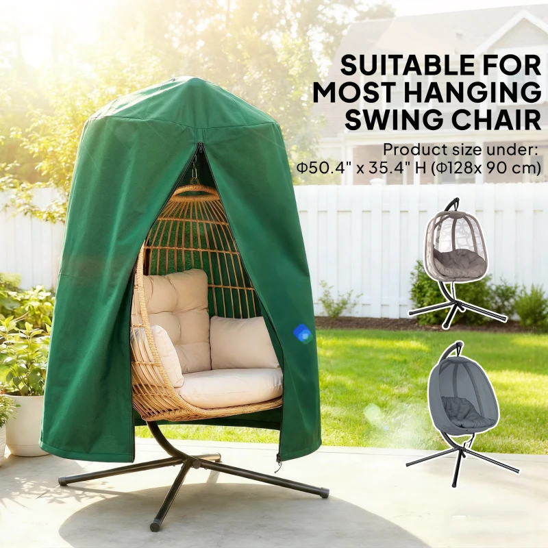 Outsunny 190 x Φ128cm Hanging Egg Chair Furniture Cover - Green
