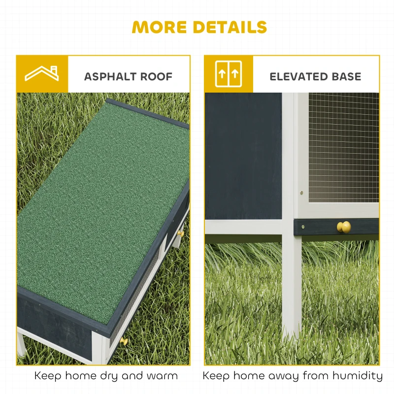 PawHut Wooden Rabbit Hutch Guinea Pig Hutch Bunny Cage Small Animal Habitat Openable Asphalt Roof for Outdoor Use 90 x 45 x 65 cm