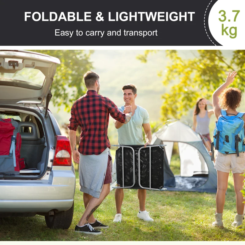 Outsunny Outdoor Foldable Sun Lounger, Garden 6 Level Adjustable Backrest Recliner Sun Lounger Chair with Headrest Pillow, Black