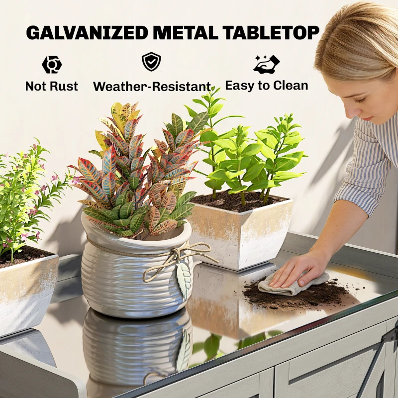 Outsunny Wooden Garden Shed, Garden Tool Storage Shed with Shelf and Side Hooks, 71.5 x 39 x 95 cm, Grey