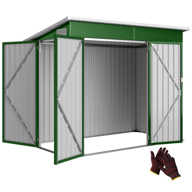 Outsunny 7.5 x 4.3ft Metal Garden Storage Shed, Waterproof Outdoor Shed with Triple Lockable Door, Gloves, Vents, Green