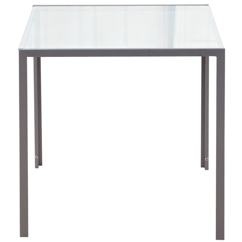 HOMCOM Modern Square Dining Table for 2-4 People, with Glass Top & Metal Legs for Dining Room, Living Room, Grey