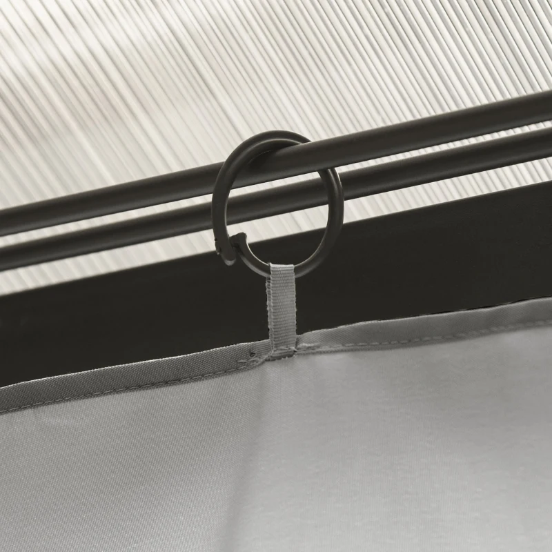 Outsunny Replacement Gazebo Curtains - 4-Panel Side Panels Only for 3 x 3 M Gazebos or Pergolas, with Hooks/C-Rings Included, Light Grey