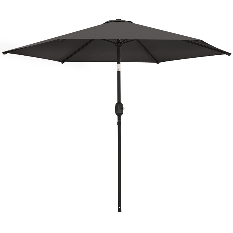 Outsunny 2.6 m Garden Parasol Umbrella with Aluminium Pole, Outdoor Patio Umbrella with Tilt and Crank, Vent, Black