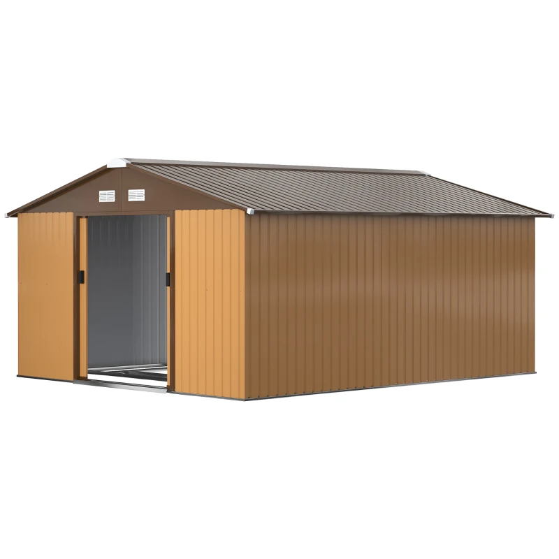 Outsunny 13 x 11ft Large Metal Storage Shed Sliding Doors