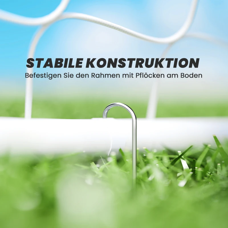 HOMCOM Fußballtor Kinder, Zielmarkierung, Stoßdämpfende Hülsen, Garten, 186x123cm, Weiß