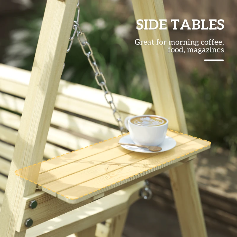 Outsunny Three-Seater Wooden Swing Bench