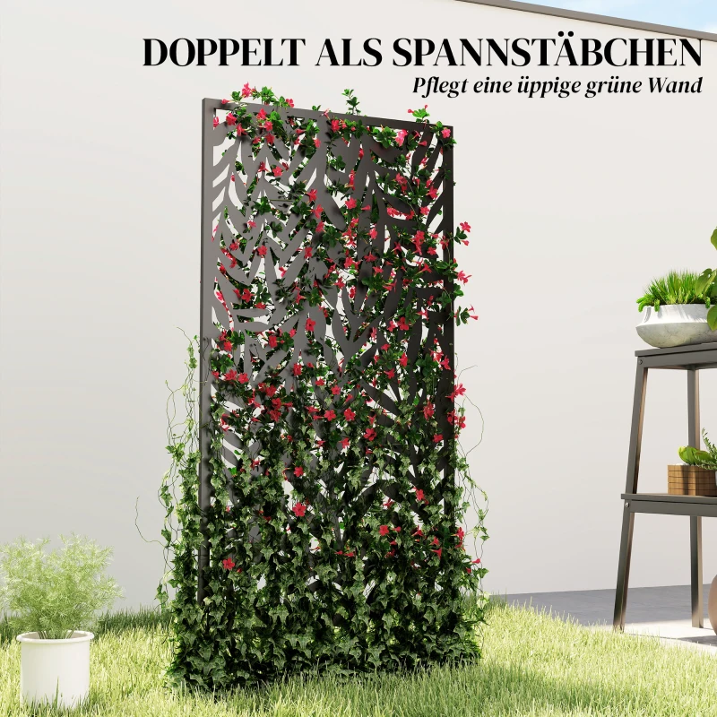 Outsunny Ruimteverdeler 65 x 130 cm vrijstaand/op te hangen paravent, metalen privacy-scheidingswand zwart