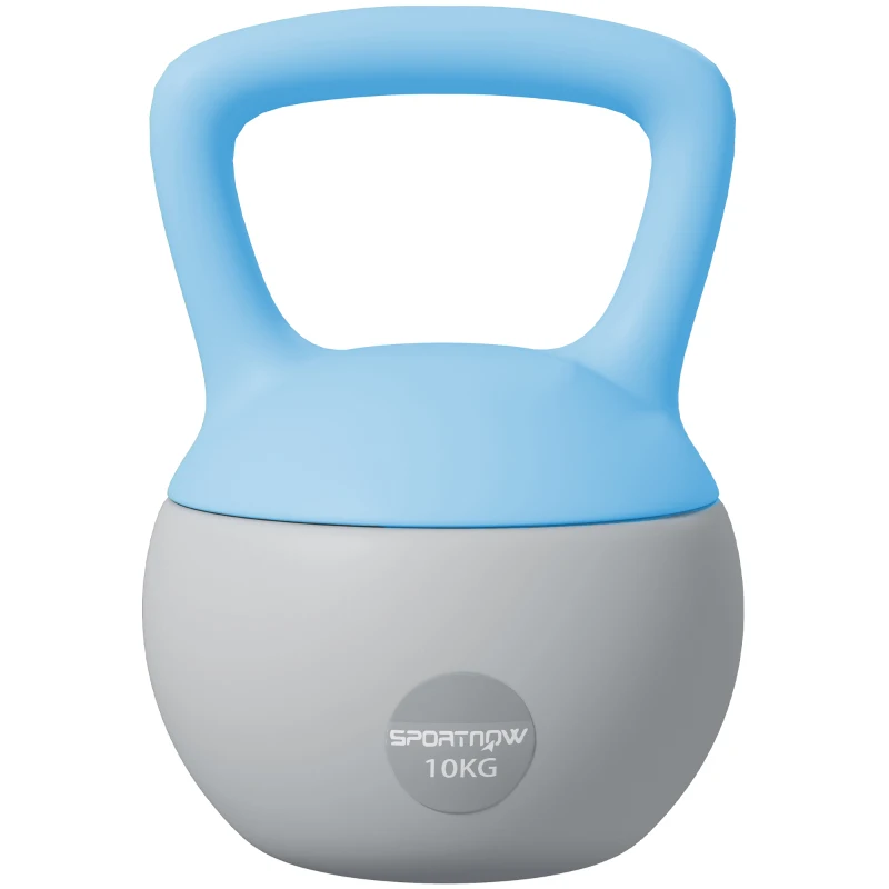 SPORTNOW 10KG Soft Kettlebell, Kettlebell with Non-Slip Handle for Home Gym, Weight Lifting, Strength Training, Light Blue/Grey