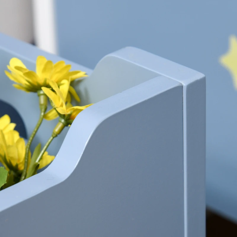 HOMCOM Kids Wooden Toy Box, Children Storage Chest Organizer with Side Handle and Safety Hinge, Play Room Furniture, Blue