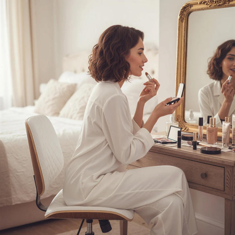 HOMCOM Silla de Escritorio sin Brazos Giratoria con Respaldo Curvado Asiento Forma U Altura Ajustable Basculante Blanco