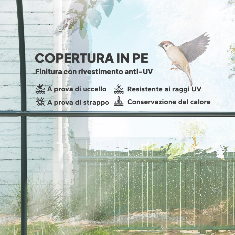 Outsunny Serra a Tunnel 3x2x2m con Porta Avvolgibile e Finestre a Rete in Acciaio e Plastica, Trasparente