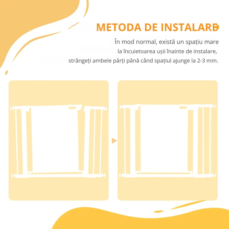 PawHut Poarta de Siguranta Reglabila 76–103 cm pentru Usi/Scari – Negru