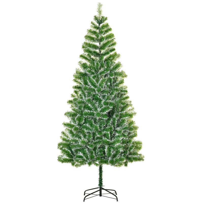 HOMCOM 7FT Artificial Christmas Tree Home Xmas Decoration with Metal Stand, Branch Tips, Green