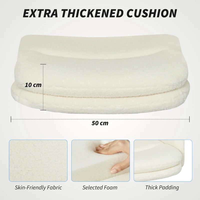 HOMCOM Fabric Office Chair, Modern Computer Desk Chair with Armrest, Swivel Wheels, Quick Assembly, Cream White