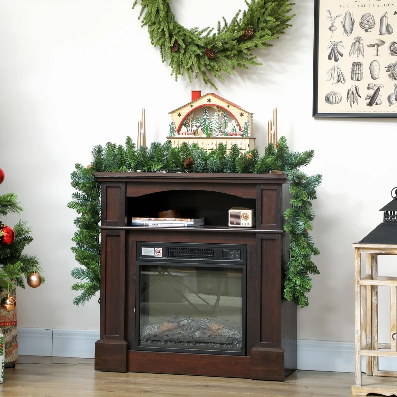 HOMCOM 1,8 m künstliche Weihnachtsgirlande Blumendekoration mit 162 Spitzen 8 Tannenzapfen Grün