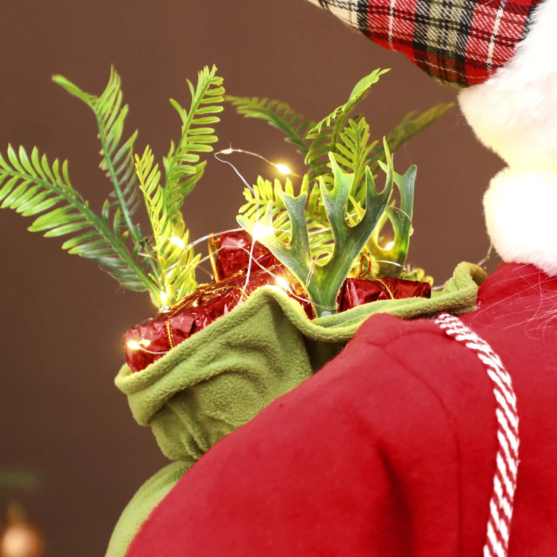 HOMCOM Weihnachtsmann 1,6 m stehende Weihnachtsmann mit Geschenk- und Weihnachtsglocken Soundfunktion