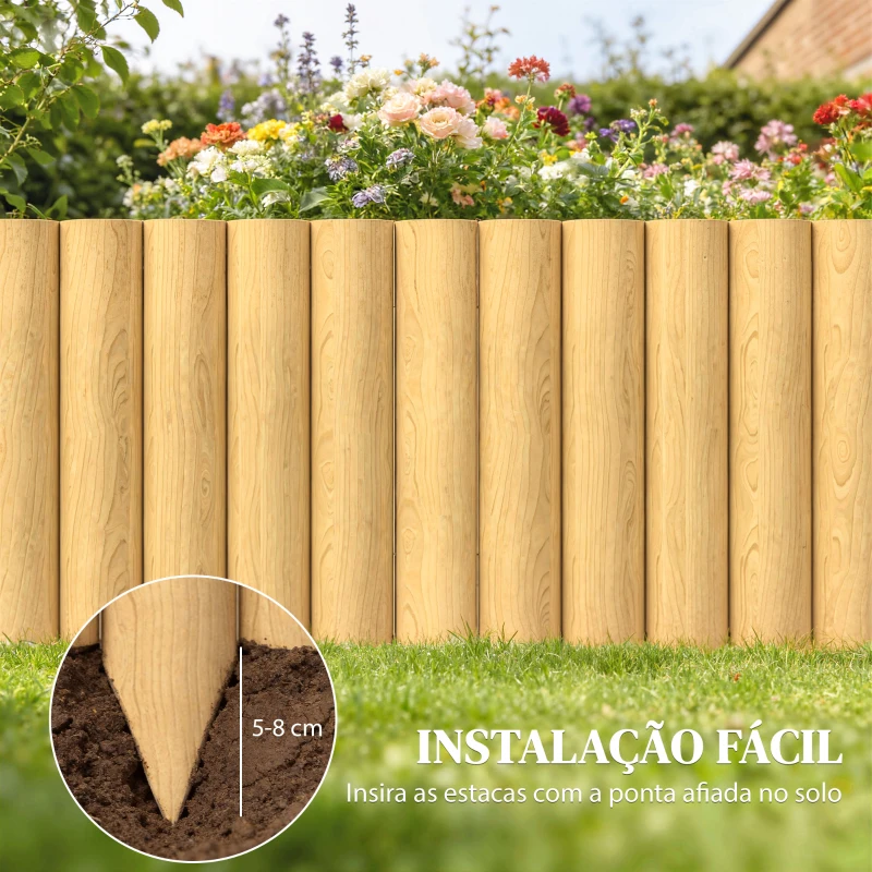 Outsunny Cerca de Jardim em Madeira Painel Decorativo Resistente e Fácil de Instalar para Pátio Relva Caminho 176x38 cm Madeira