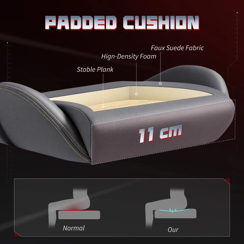 HOMCOM Ergonomiczny fotel gamingowy z regulowanymi podłokietnikami 3D, obrotowe krzesło biurowe z podparciem lędźwiowym, Szary