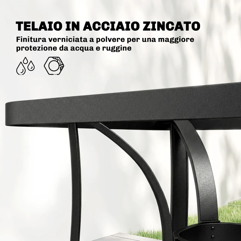 Outsunny Set de Comedor para Jardín con Orificio para Sombrilla, Mesa, Sillas para 4, Gris claro