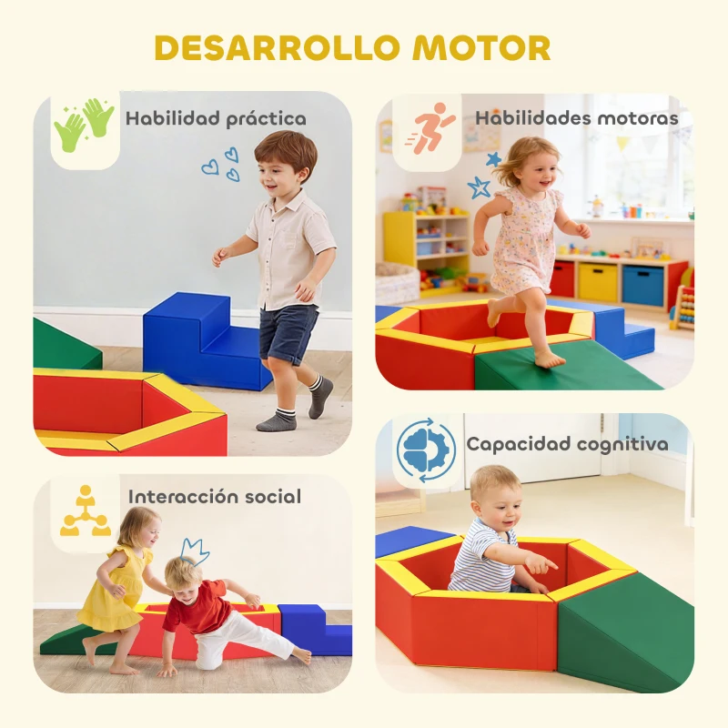 AIYAPLAY Juego de Bloques de Espuma para Niños Bloques de Psicomotricidad de Suave PU Set de Escalada para Escalar Multicolor