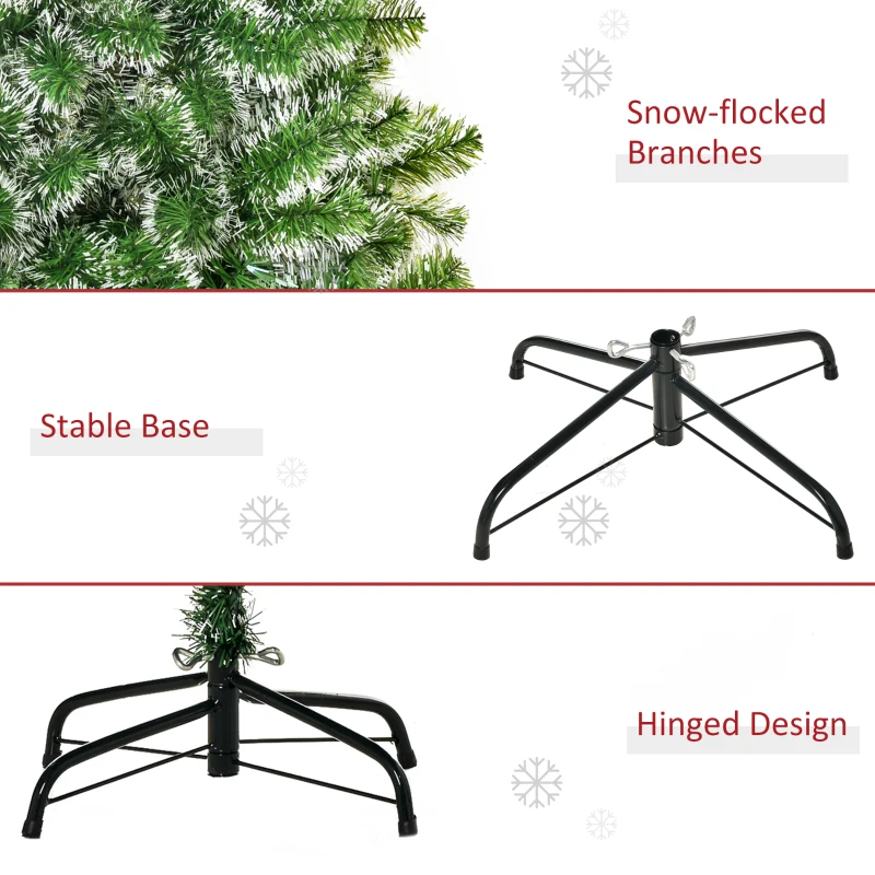 HOMCOM 7FT Artificial Christmas Tree Home Xmas Decoration with Metal Stand, Branch Tips, Green