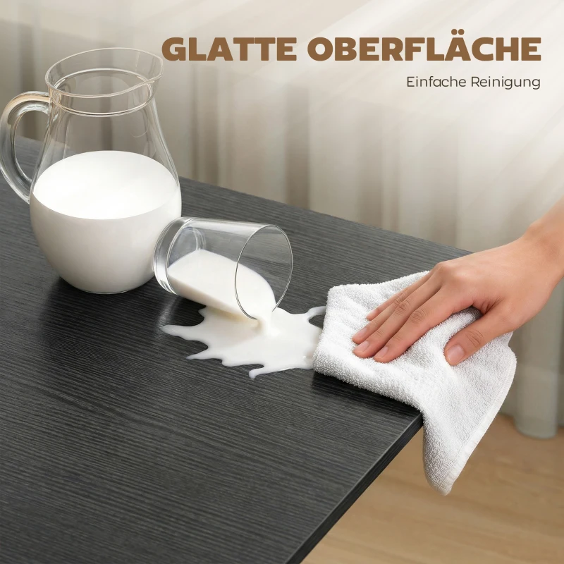 HOMCOM Opvouwbare eettafel keukentafel voor 4-6 personen met 6 wielen mobiele klaptafel voor kleine ruimtes 120x80x73 cm zwart