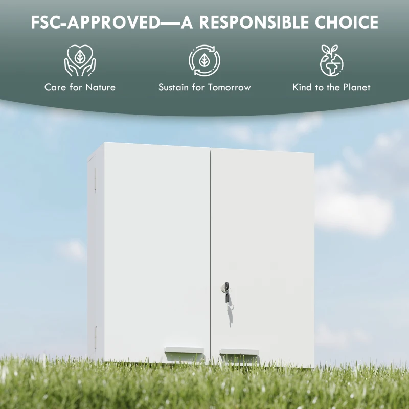 HOMCOM Szafka na leki zamykana na klucz, 2-drzwiowa, wisząca, 11 przegródek, 2 klucze, 53 x 20 x 53 cm, biała