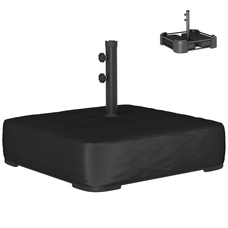 Outsunny Base para Sombrilla Cuadrada con Funda y Bolsas de Arena Pie para Sombrilla Postes Ø48 mm Rellenable Arena 80kg Negro