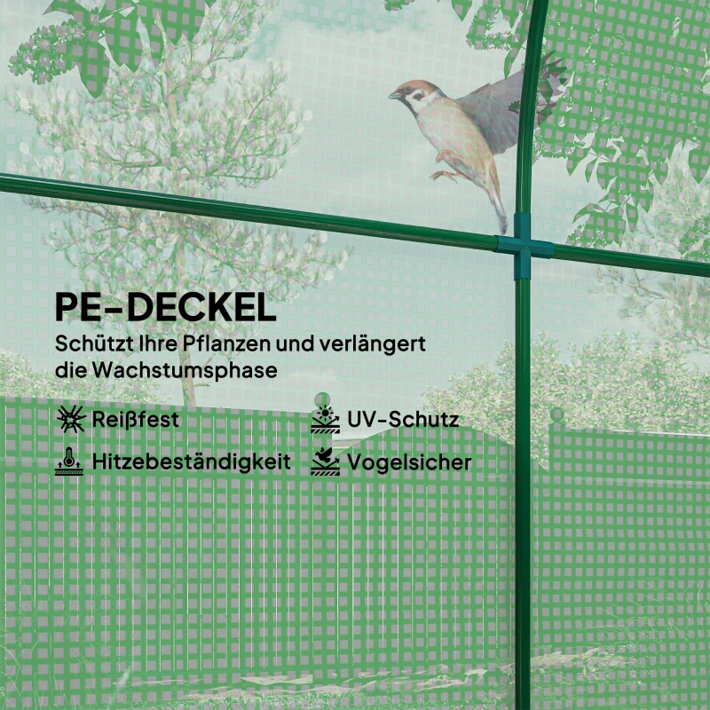 Outsunny Gewächshaus, Tragbares Pflanzenhaus mit Stahlrahmen und Kunststoff-Abdeckung, Grün