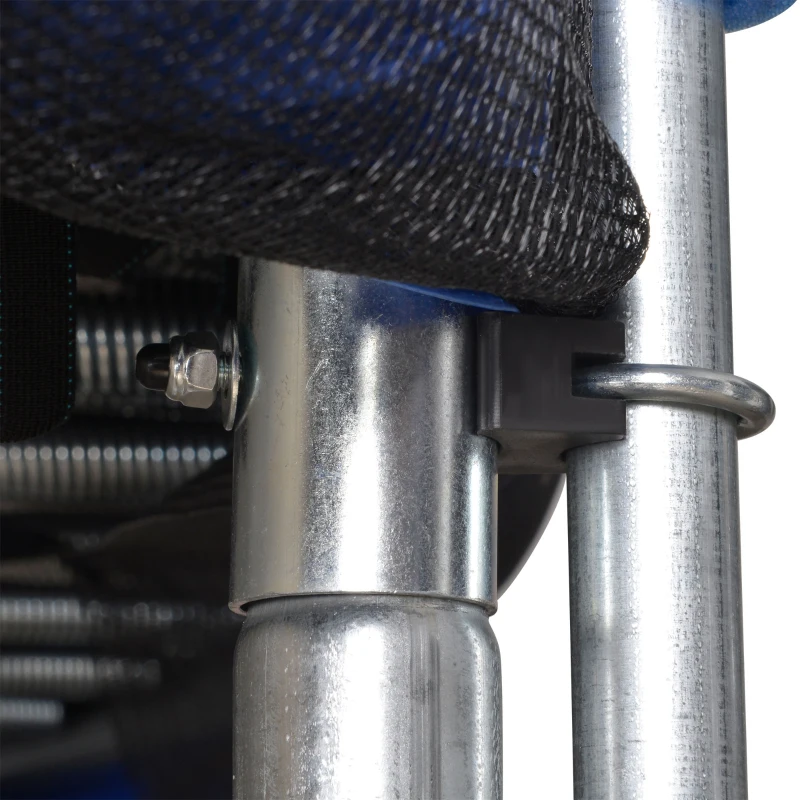 HOMCOM Trampolin mit Sicherheitsnetz Gartentrampolin für Innen- und Außenbereich Fitnesstrampolin für Jugendliche und Erwachsene Stahl Blau+Schwarz bis 113,6 kg Ø305 x 248H cm