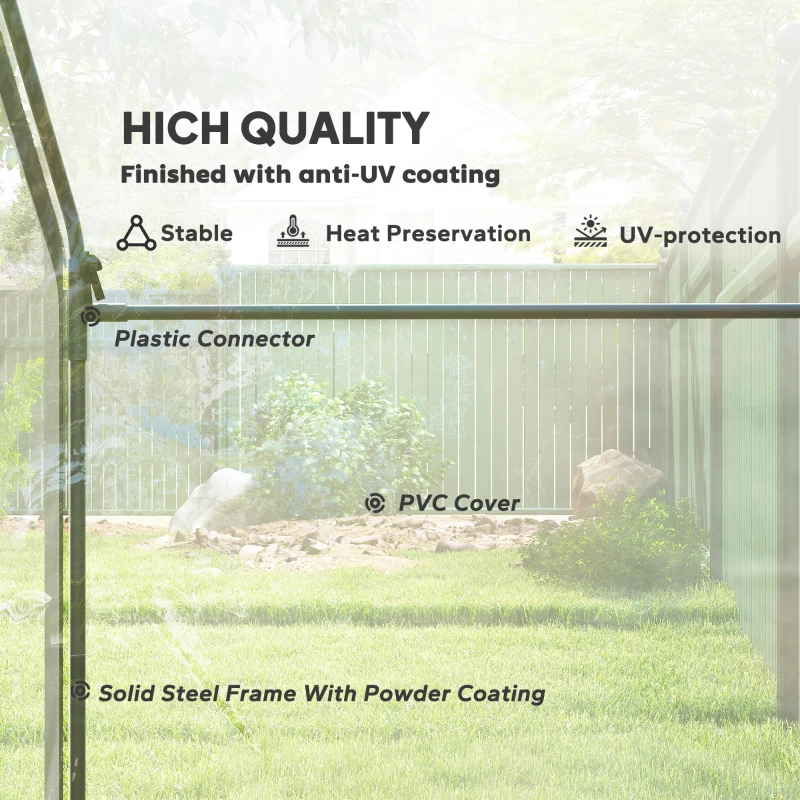 Outsunny Walk In Tomato Greenhouse Garden Outdoor Mini Greenhouse Flower Planter Steel Frame with Zipped Door & Window, PVC Cover, 180 x 100 x 168CM, Clear