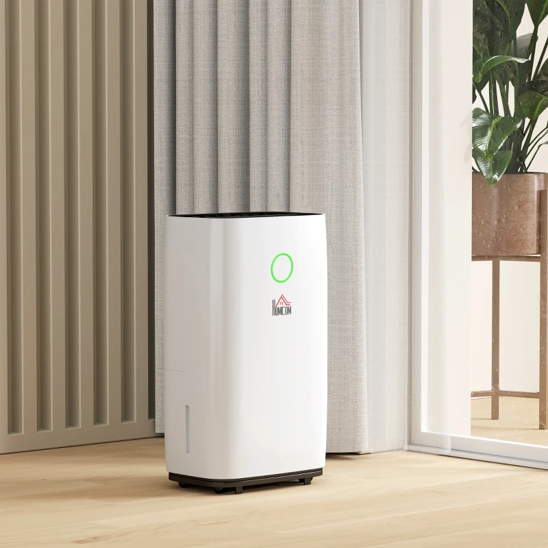 HOMCOM 20L/Day Portable Dehumidifier for Home, with LED Screen, Sleep Mode, 24H Timer, Electric Air Dehumidifier for Damp Laundry Bedroom Basement