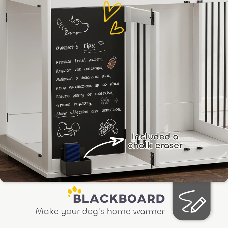 Klatka dla psa, 3 drzwi, regał na zabawki, Biała