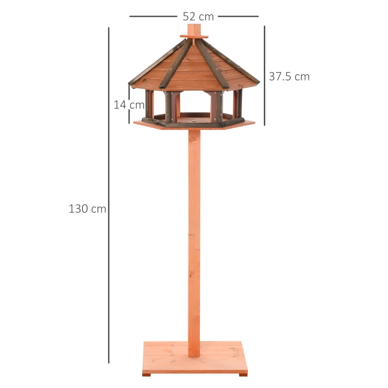 PawHut Wooden Bird Feeder Stand Bird Table for Garden, 130cm, Brown