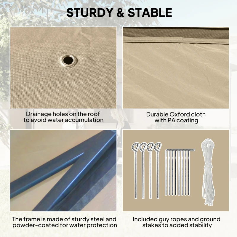 Outsunny 330cm x 330cm Pop Up Canopy - Double Roof Foldable Tent with Zipped Mesh Sidewalls, Adjustable Height, and Carrying Bag, Event Tent for Patio Garden, Beige