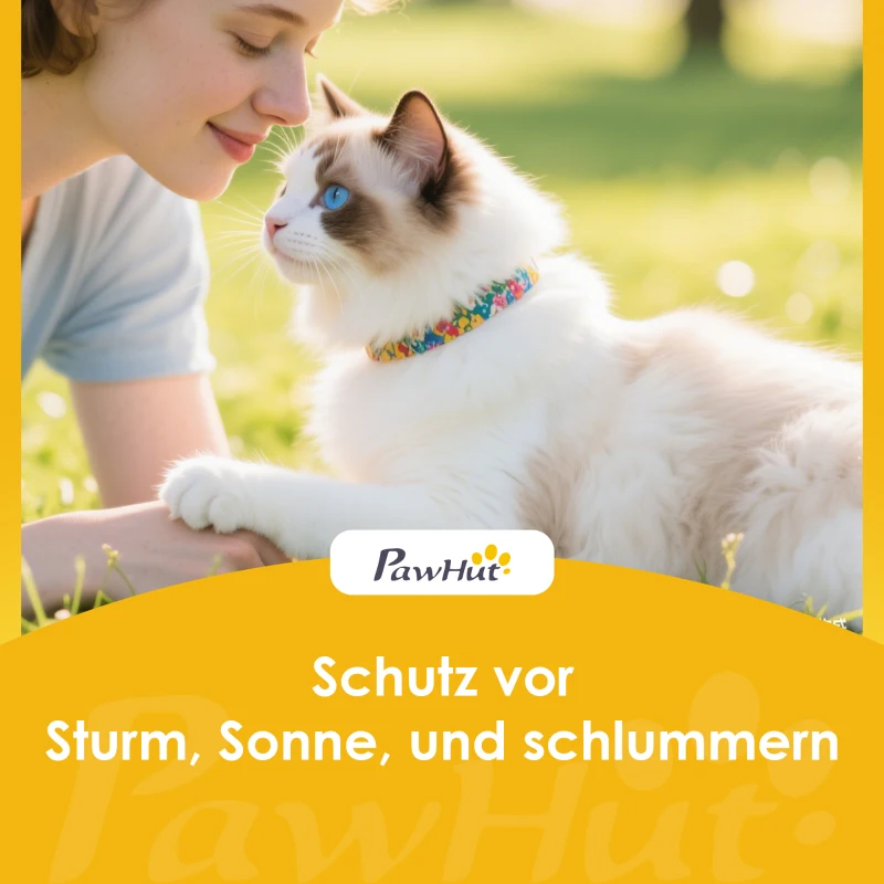 PawHut Katzenhaus aus Holz 2-Etagen Katzenhöhle mit wasserdicht aufklappbar Dach, seitlicher Plattform, 101x72,5x81cm, Grau