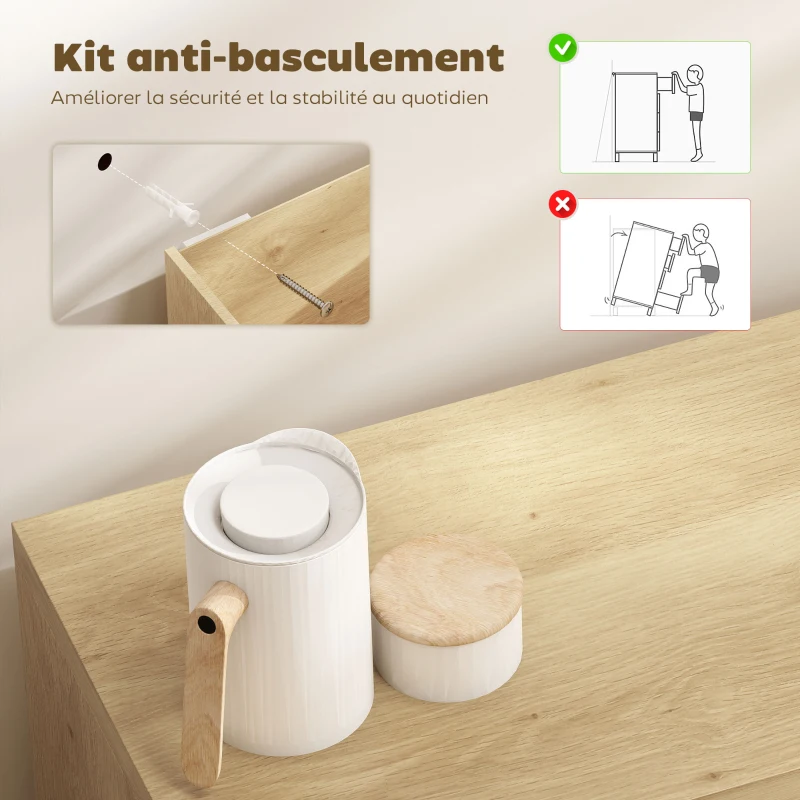 HOMCOM Buffet Salon, Meuble de Rangement Moderne avec Portes à Fermeture Douce et Étagères Ajustables, 78 x 39 x 79 cm, Chêne