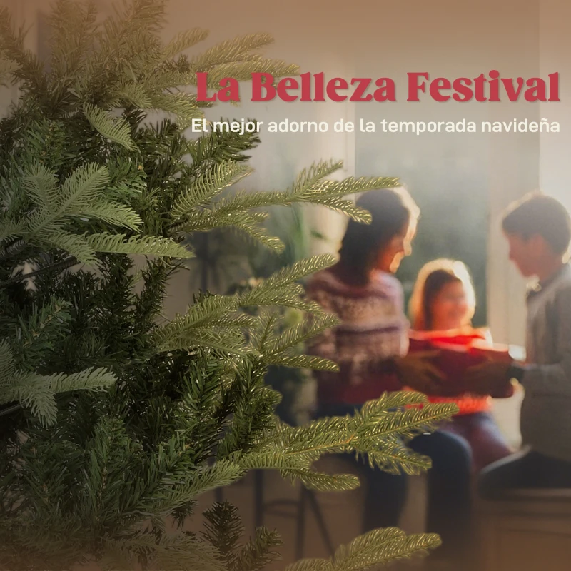 HOMCOM Árbol de Navidad Artificial 150 cm con 492 Ramas y Soporte Metálico Plegable Fácil Montaje para Salón Interior Verde