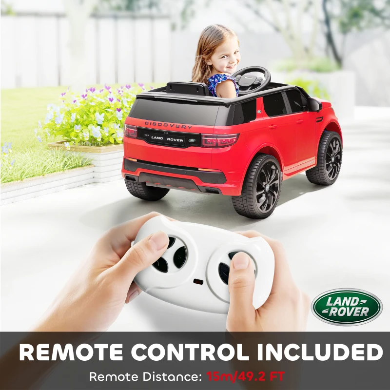 AIYAPLAY Samochód Elektryczny dla Dzieci 12V Land Rover Discovery Sport, Auto na Akumulator z Pilotem 2,4G, Muzyką, Klaksonem, Światłami LED, USB/MP3, 3-5 km/h, dla Dzieci w Wieku 3-6 lat, Czerwony