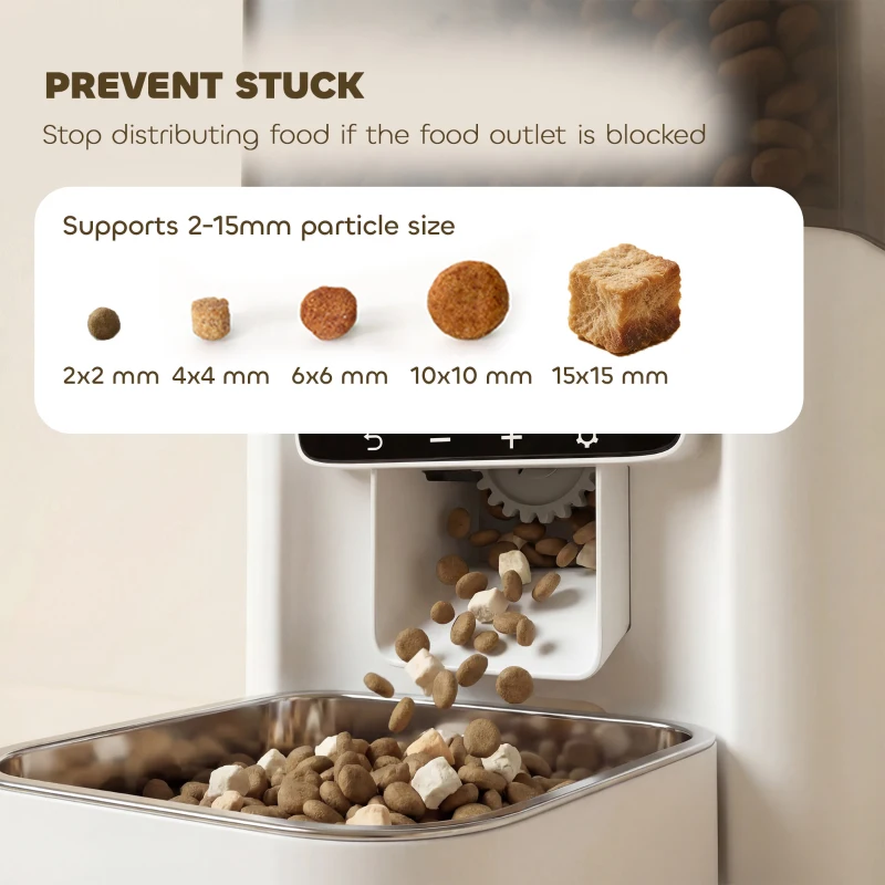 PawHut Programmable Automatic Cat Feeder with Timer Up to 6 Meals Per Day, 10s Voice Recorder, Portion Control